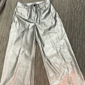 Anthropologie Maeve Shimmering Silver Trousers